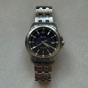 Bulova Precisionist Silver and Dark Blue Watch